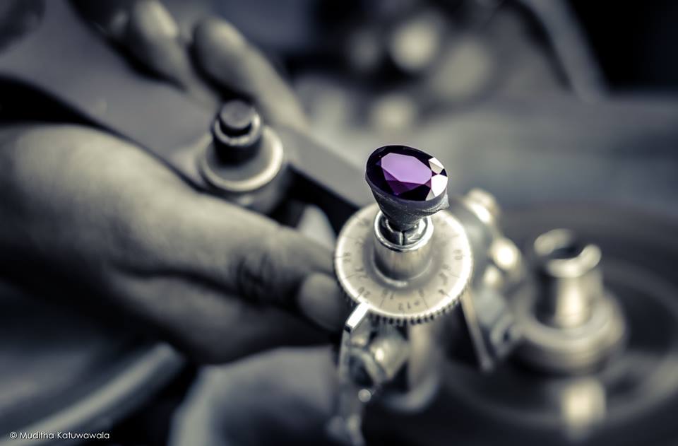 Gem on faceting machine — precision cutting